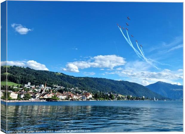 Pilatus PC-7 airshow over Zug Canvas Print by Martin Baroch