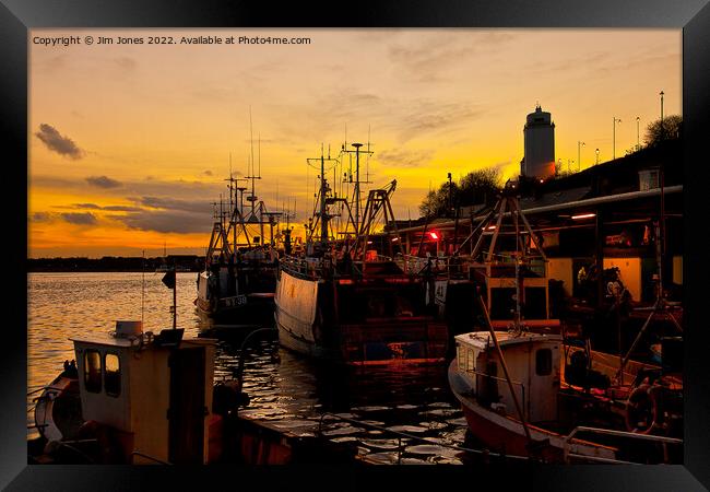 Sunset at North Shields Fish Quay Framed Print by Jim Jones