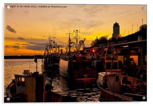 Sunset at North Shields Fish Quay Acrylic by Jim Jones