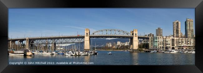 False Creek Panorama Vancouver Framed Print by John Mitchell