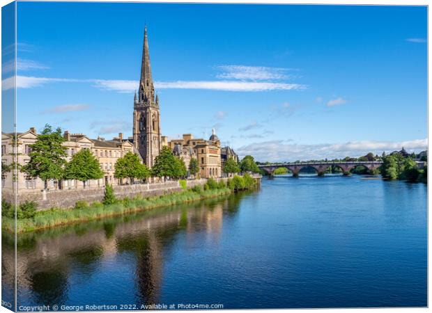 Perth City Centre and River Tay Canvas Print by George Robertson