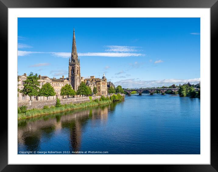 Perth City Centre and River Tay Framed Mounted Print by George Robertson