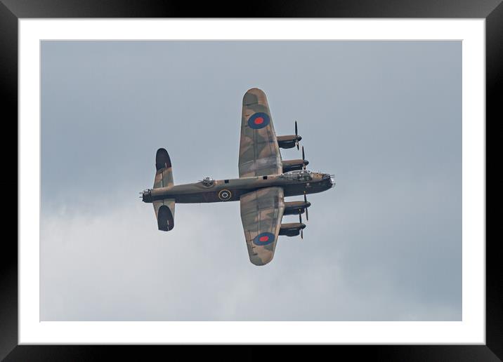 Majestic Lancaster Bomber Over Clouds Framed Mounted Print by Alan Tunnicliffe