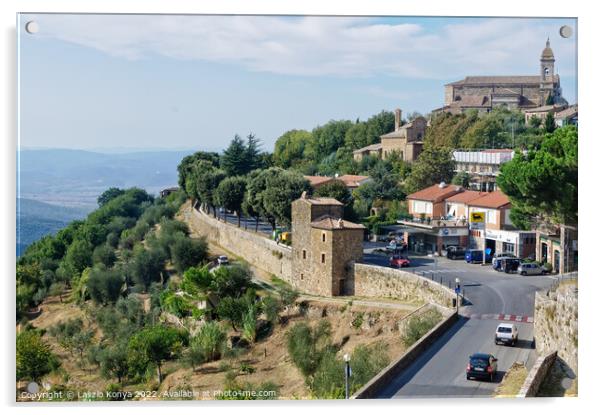 Hill town - Montalcino Acrylic by Laszlo Konya