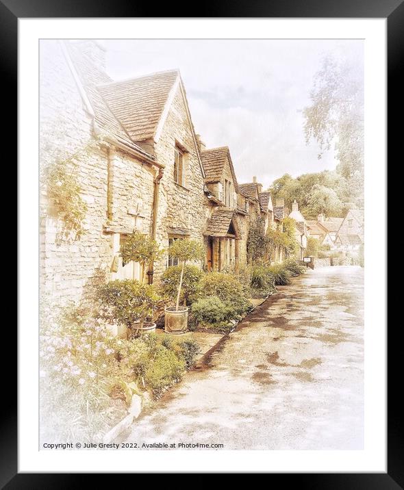 Castle Combe Cottages With Honey coloured Cotswolds Stone Framed Mounted Print by Julie Gresty