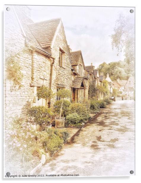 Castle Combe Cottages With Honey coloured Cotswolds Stone Acrylic by Julie Gresty