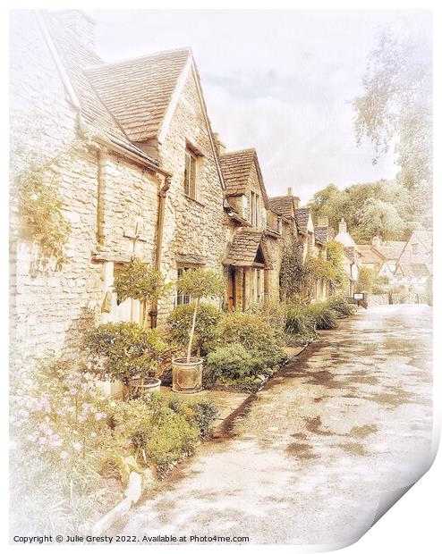 Castle Combe Cottages With Honey coloured Cotswolds Stone Print by Julie Gresty