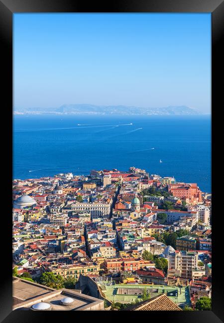 Naples City In Italy Aerial View Framed Print by Artur Bogacki