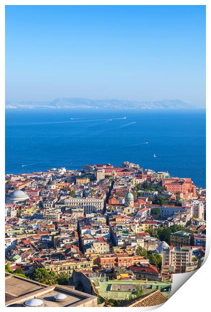 Naples City In Italy Aerial View Print by Artur Bogacki