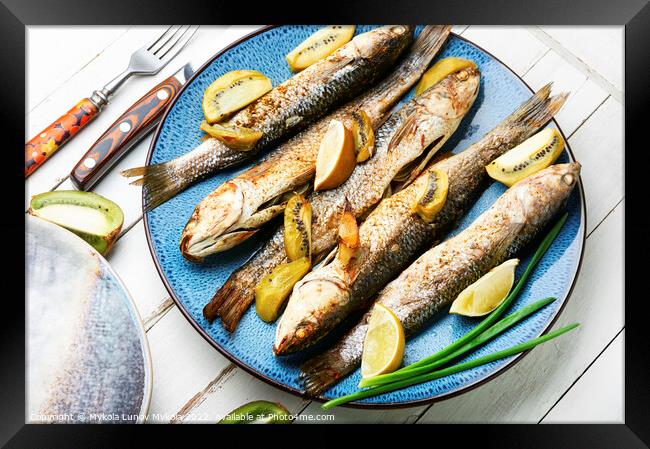 Pelengas fried with lime and kiwi. Framed Print by Mykola Lunov Mykola