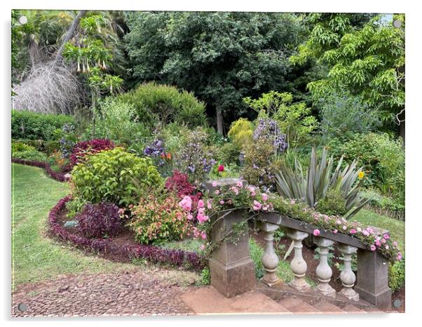 Blandy's gardens Madeira Acrylic by Joyce Hird