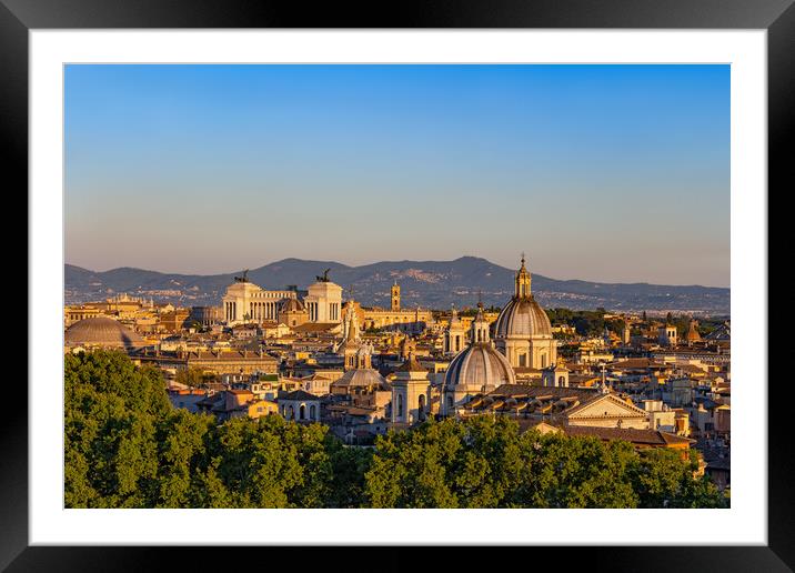 City Of Rome Sunset Cityscape In Italy Framed Mounted Print by Artur Bogacki