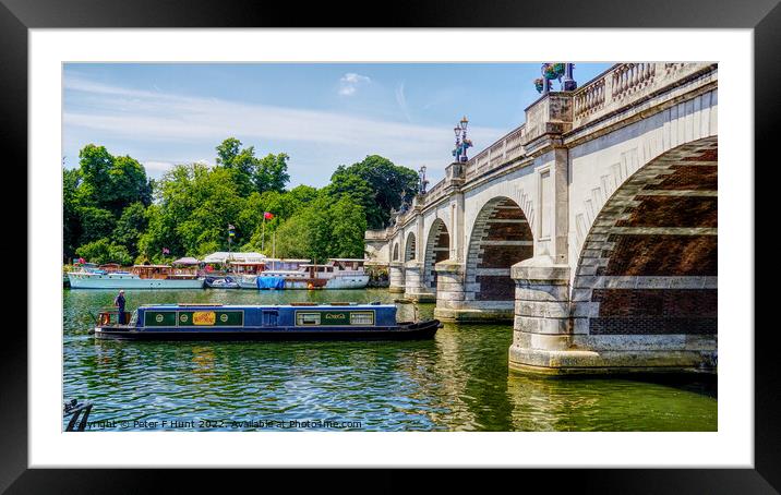 Barge Approaching Kingston Bridge Framed Mounted Print by Peter F Hunt