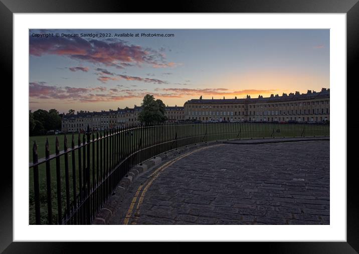 Royal Crescent Bath sunset Framed Mounted Print by Duncan Savidge
