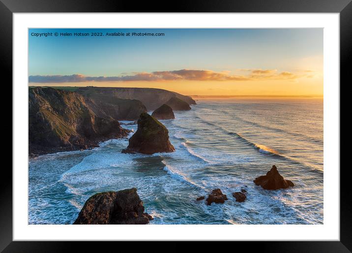 Sea Stacks at Bedruthan Steps in Cornwall Framed Mounted Print by Helen Hotson