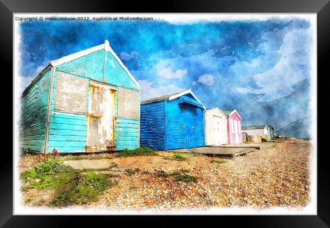 Beach Huts at Hastings Framed Print by Helen Hotson