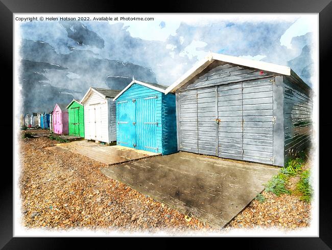 Beach Huts at Hastings Framed Print by Helen Hotson