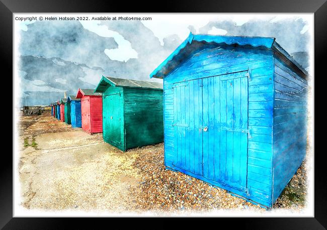 Beach Huts in Hastings Framed Print by Helen Hotson