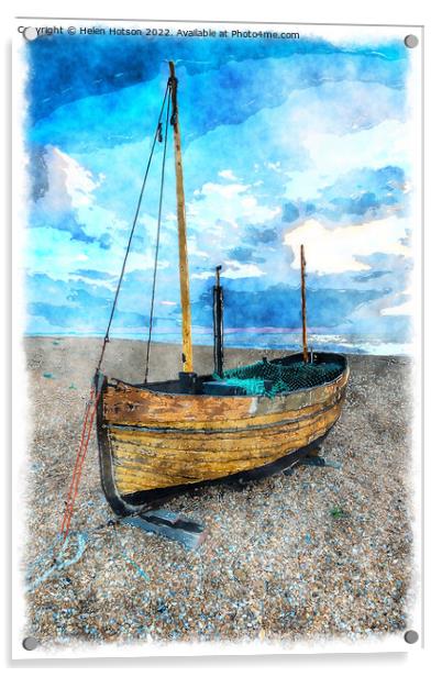 Sailing Boat on a Beach Acrylic by Helen Hotson
