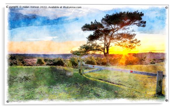 Sunset at Bratley View in the New Forest Painting Acrylic by Helen Hotson