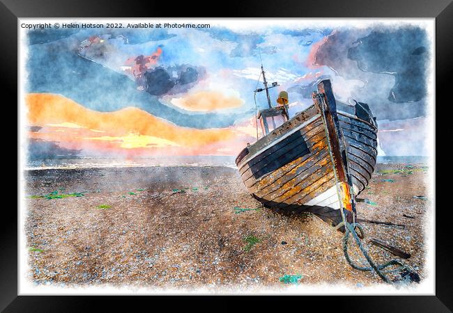 Sunrise at Dungeness Framed Print by Helen Hotson