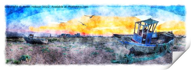 Sunset at Dungeness Print by Helen Hotson