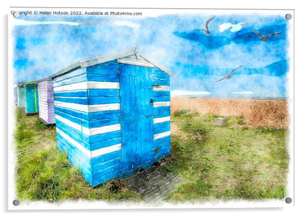 Beach Huts in Kent Painting Acrylic by Helen Hotson