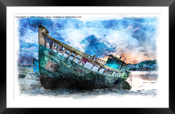 Boat Wreck Painting Framed Mounted Print by Helen Hotson