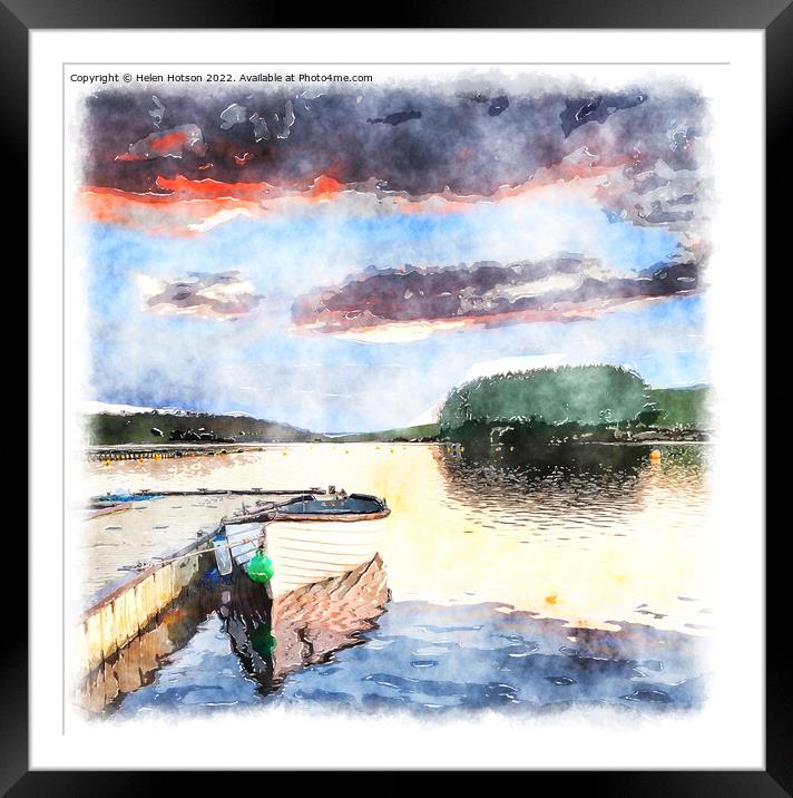 Siblyback Lake Jetty Water Colour Framed Mounted Print by Helen Hotson