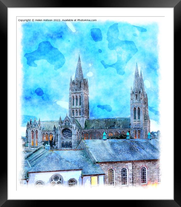 Dusk at Truro Cathedral Painting Framed Mounted Print by Helen Hotson
