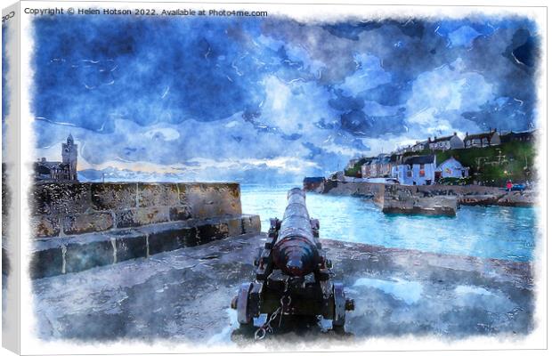Porthleven Harbour in Cornwall Painting Canvas Print by Helen Hotson