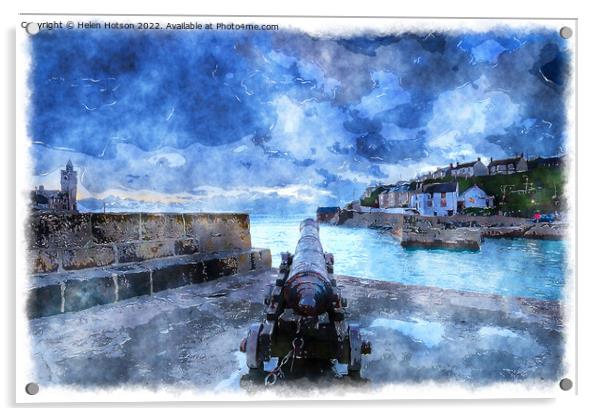 Porthleven Harbour in Cornwall Painting Acrylic by Helen Hotson