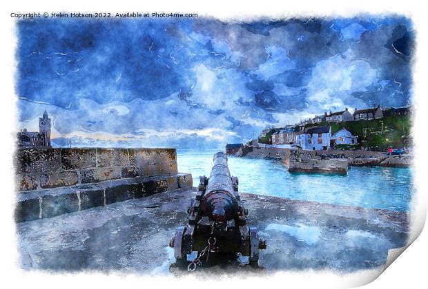 Porthleven Harbour in Cornwall Painting Print by Helen Hotson