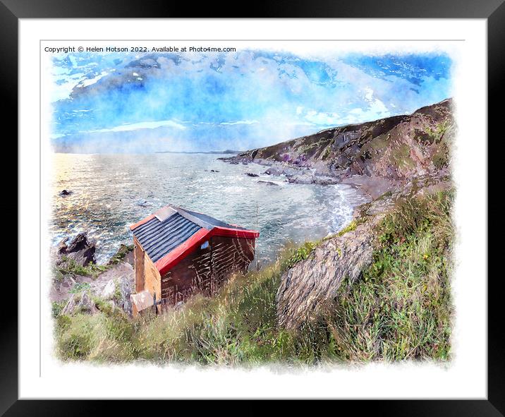 Beach Hut Painting Framed Mounted Print by Helen Hotson