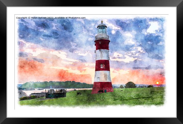 Plymouth Hoe Watercolour Framed Mounted Print by Helen Hotson