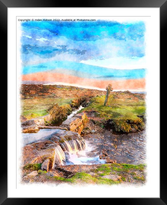 Dartmoor Watercolour Painting Framed Mounted Print by Helen Hotson