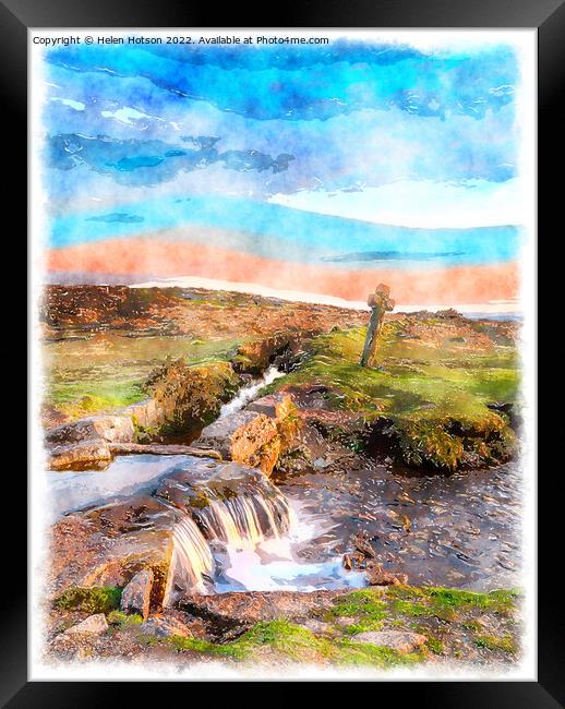 Dartmoor Watercolour Painting Framed Print by Helen Hotson