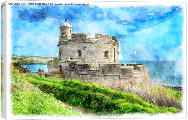 St Mawes Castle Painting Canvas Print by Helen Hotson