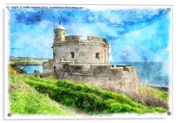 St Mawes Castle Painting Acrylic by Helen Hotson