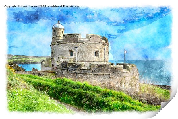 St Mawes Castle Painting Print by Helen Hotson