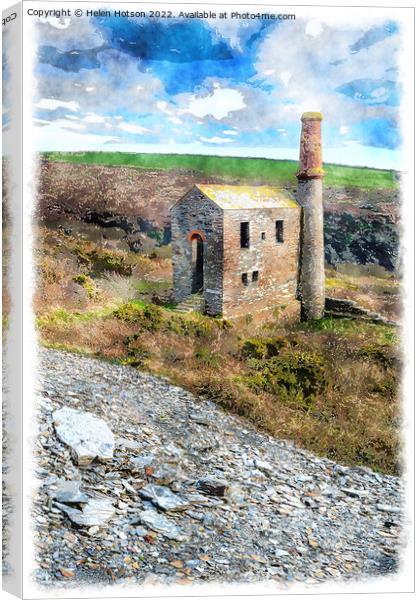 Cornish Engine House Painting Canvas Print by Helen Hotson
