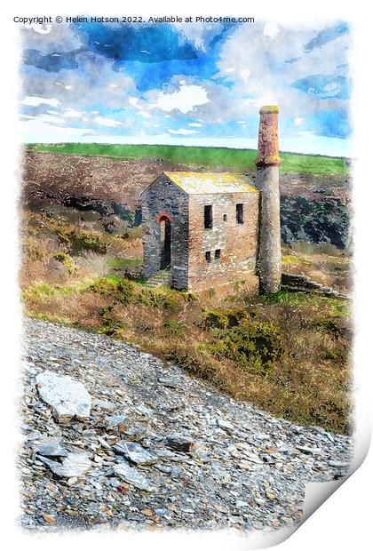 Cornish Engine House Painting Print by Helen Hotson