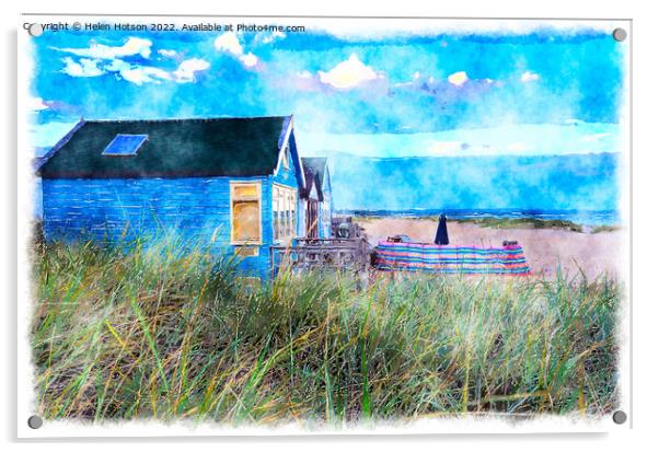 Beach Huts at Mudeford Spit Painting Acrylic by Helen Hotson