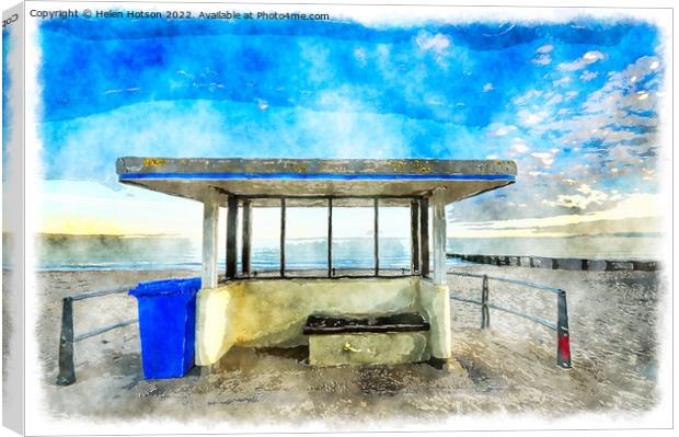 Art Deco Seaside Shelter at Bournemouth Painting Canvas Print by Helen Hotson