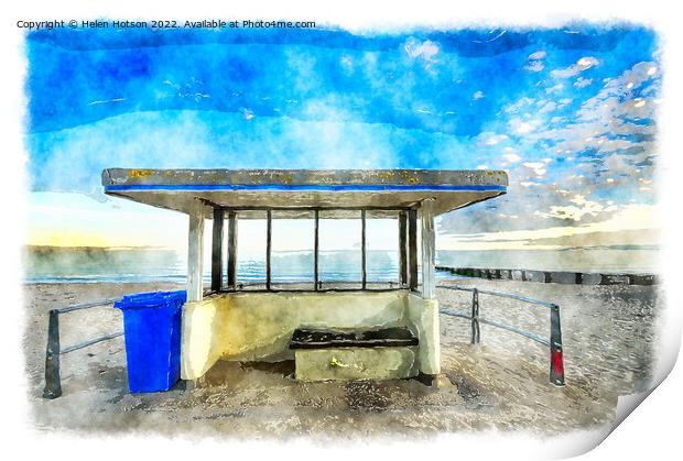 Art Deco Seaside Shelter at Bournemouth Painting Print by Helen Hotson