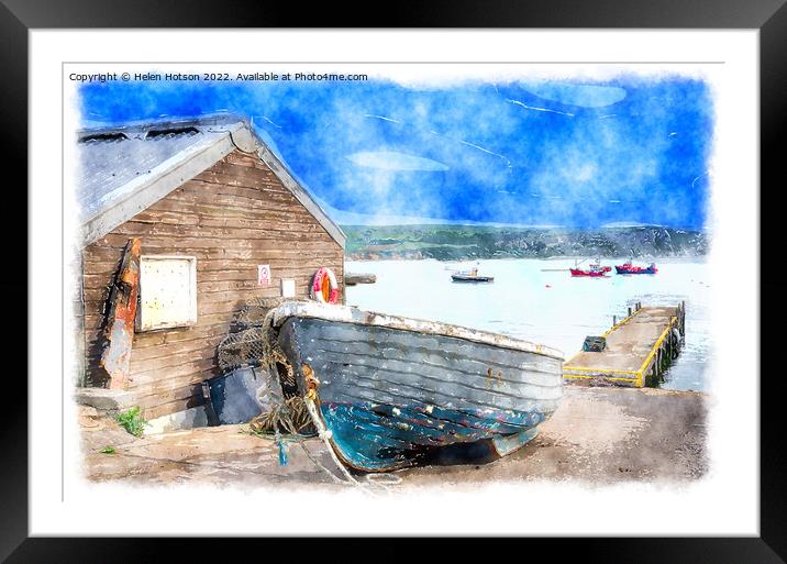 Boats at Swanage Watercolour Framed Mounted Print by Helen Hotson