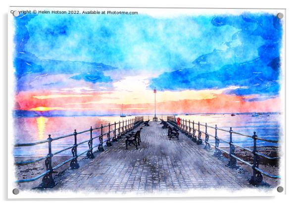 Pier Watercolour Painting Acrylic by Helen Hotson