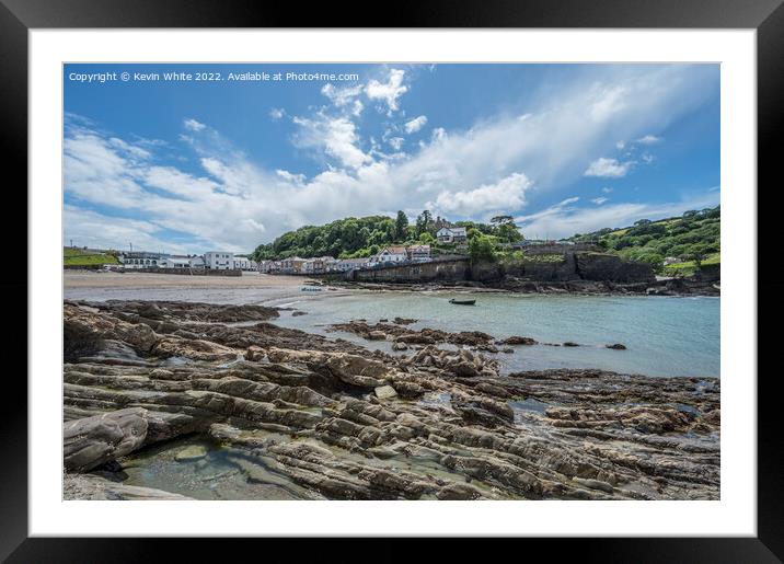 Coombe Martin town on edge of beach Framed Mounted Print by Kevin White