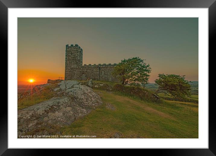 Majestic Brentor Church Silhouetted at Sunset Framed Mounted Print by Ian Stone