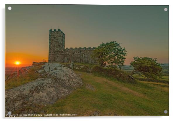 Majestic Brentor Church Silhouetted at Sunset Acrylic by Ian Stone